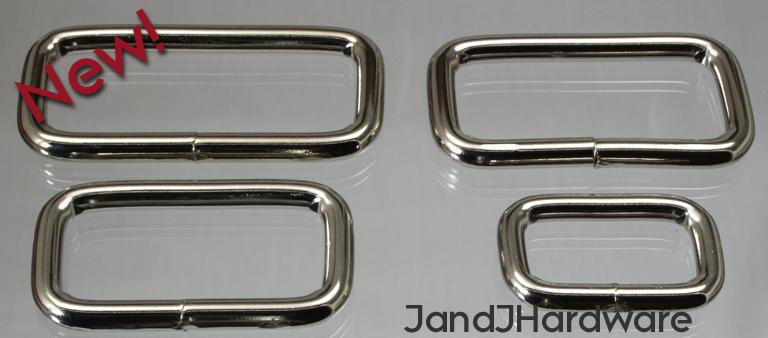 Heavy welded nickel plated loops or belt keepers from 1 to 2 inched in width.